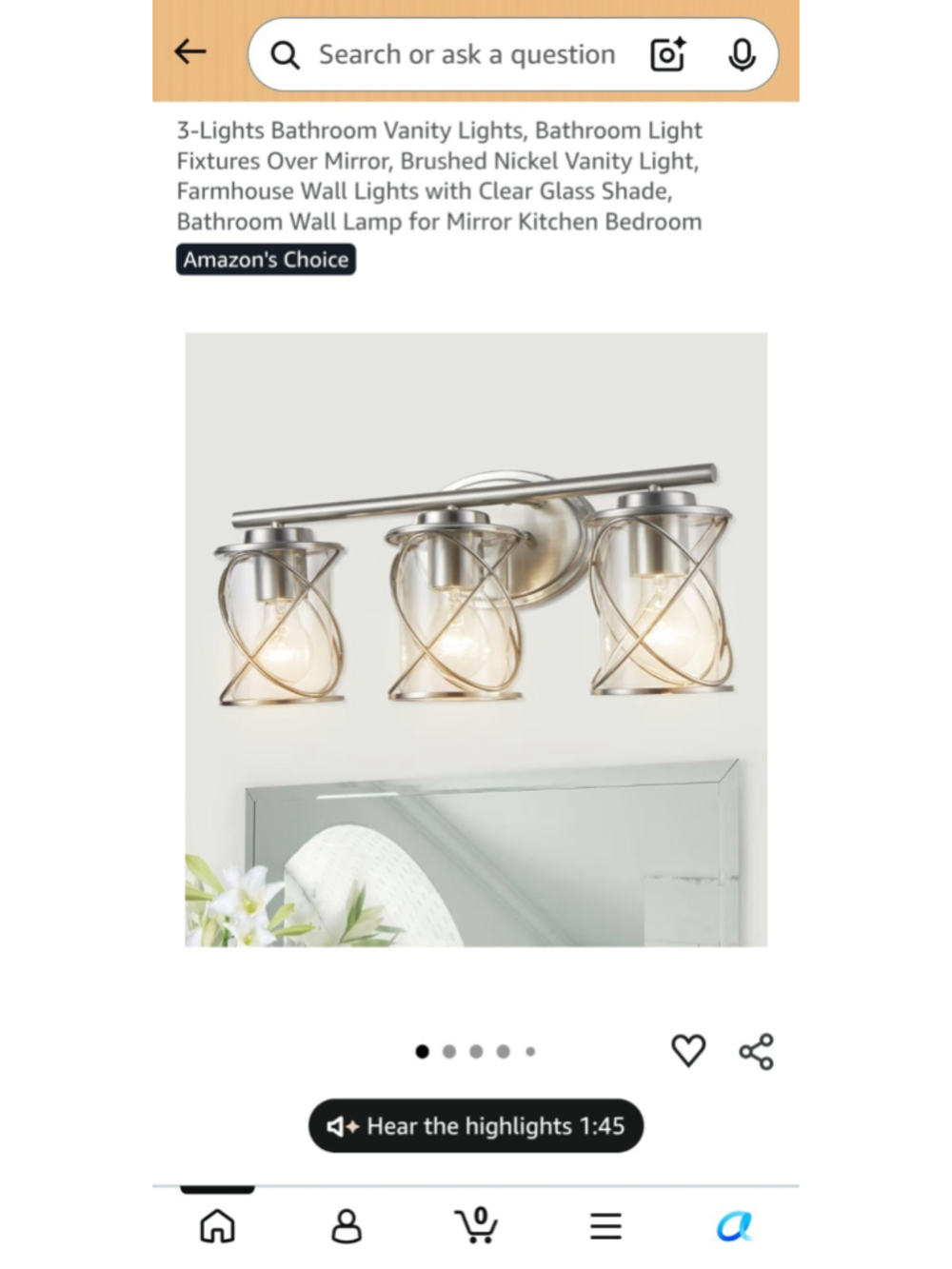 mavcadonf 3-Light Bathroom Vanity Wall Light Fixture Clear Glass Brushed Nickel